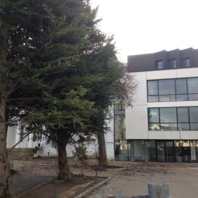 Façade en panneaux béton blanc lisse